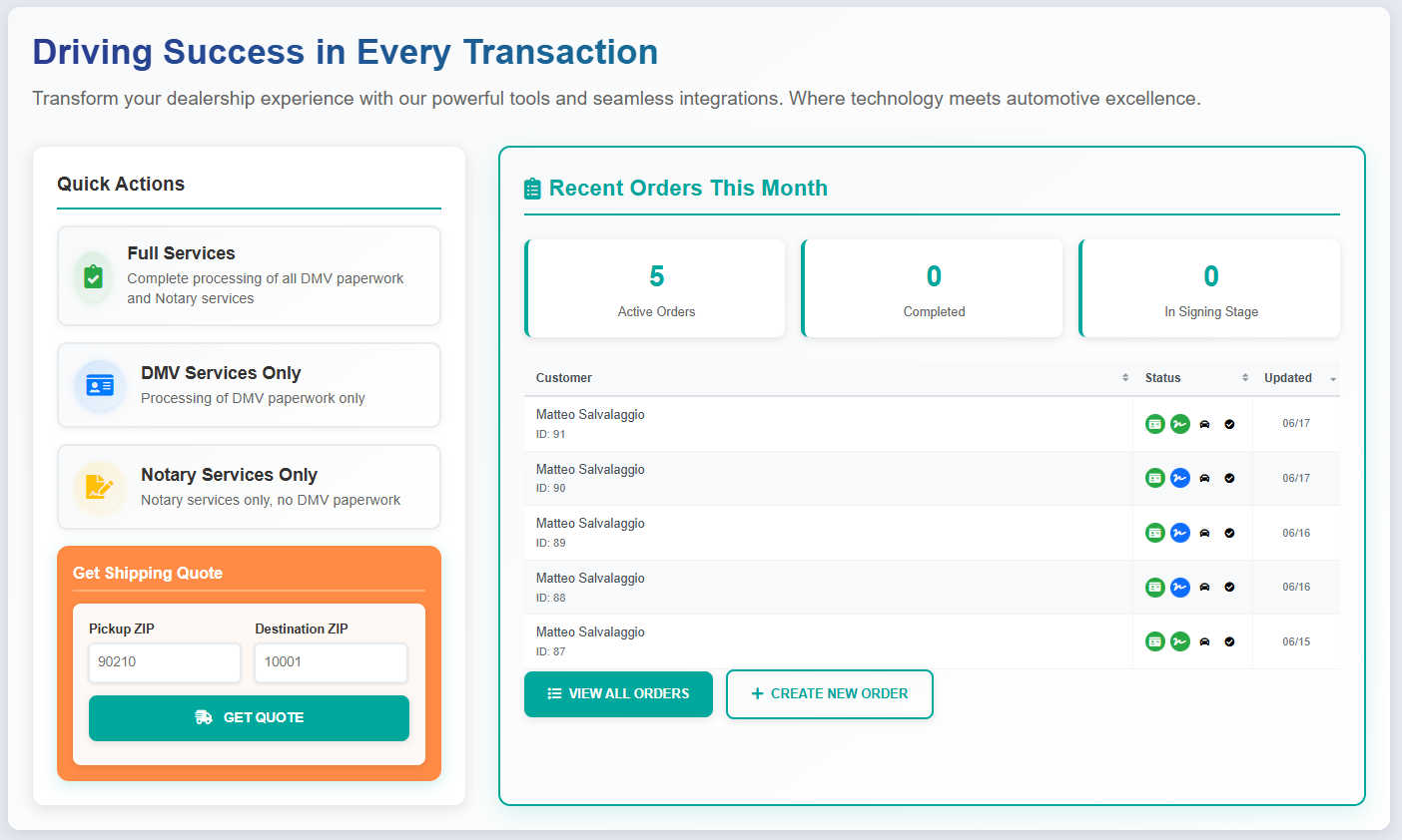 FRS Dashboard Preview